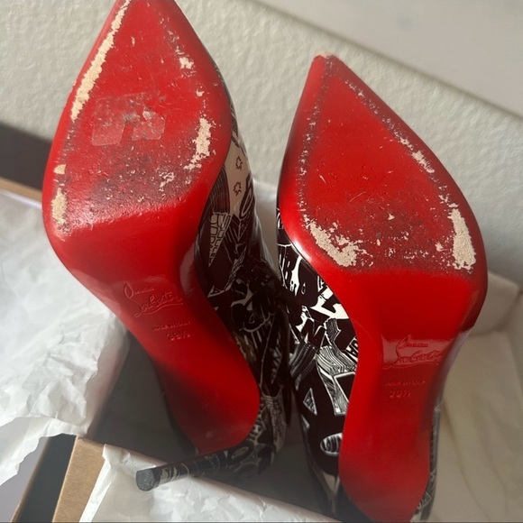 Christian Louboutin So Kate Boot - black and white graffiti - 120mm - Picture 6 of 6
